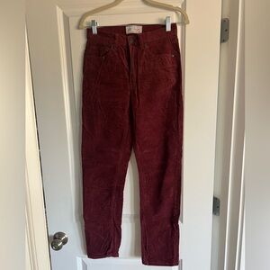 Gap vintage slim high rise corduroy pants in maroon